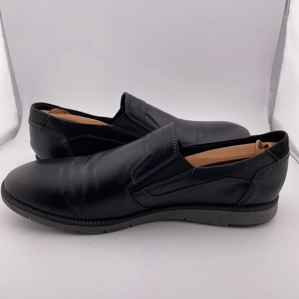 Josef Seibel Alastair Westin Kombi‎ Black Leather Slip On Loafers Shoes Size 46